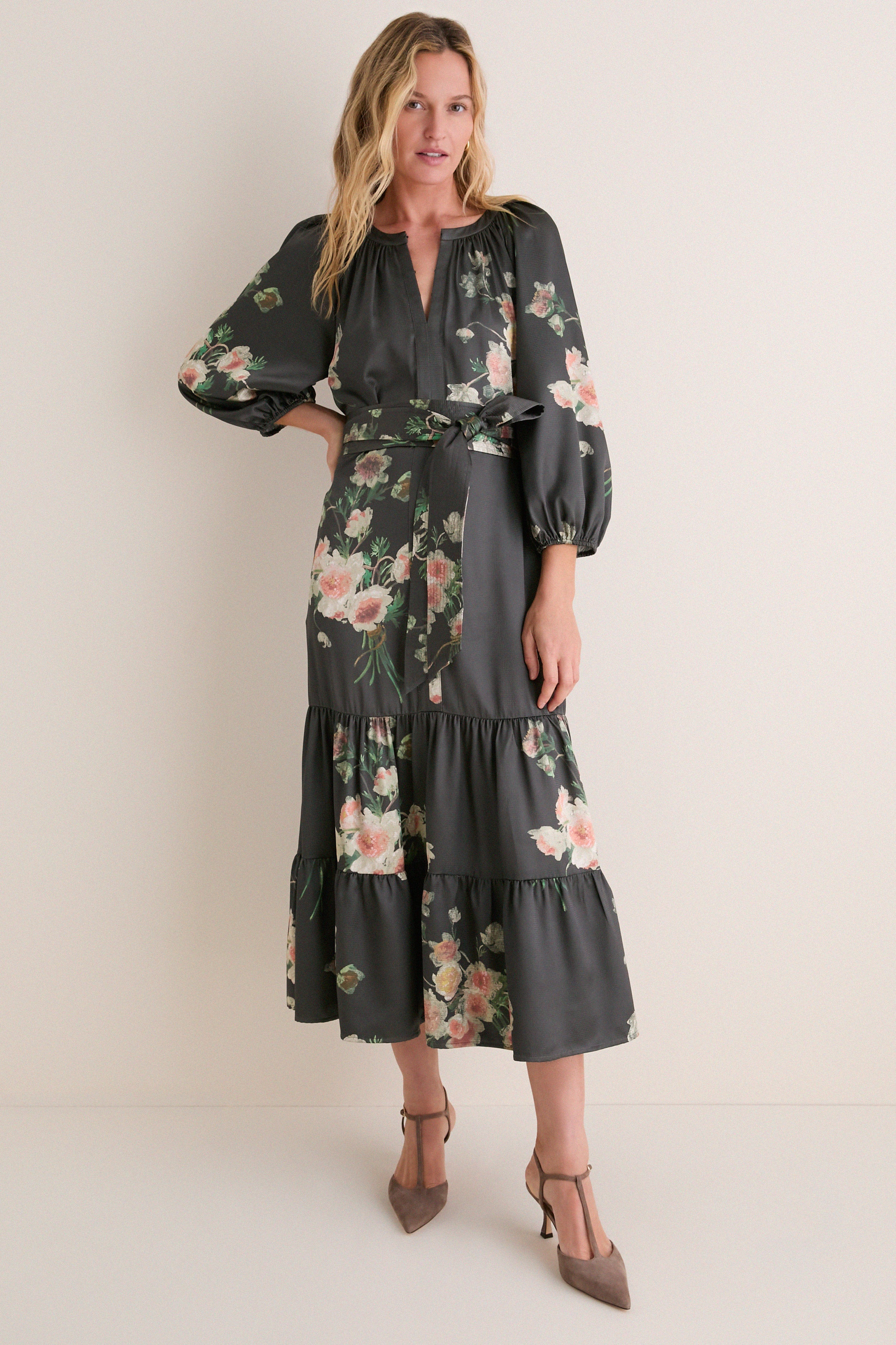 Onyx Rose Hammered Satin Lyles Dress | Tuckernuck (US)