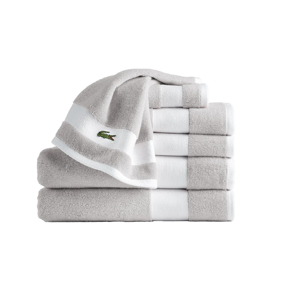 Lacoste Sports Stripe 100% Supima Cotton 6-Piece Towel Set \u2013 Ultra-Soft, Highly Absorbent, Q... | Wayfair North America