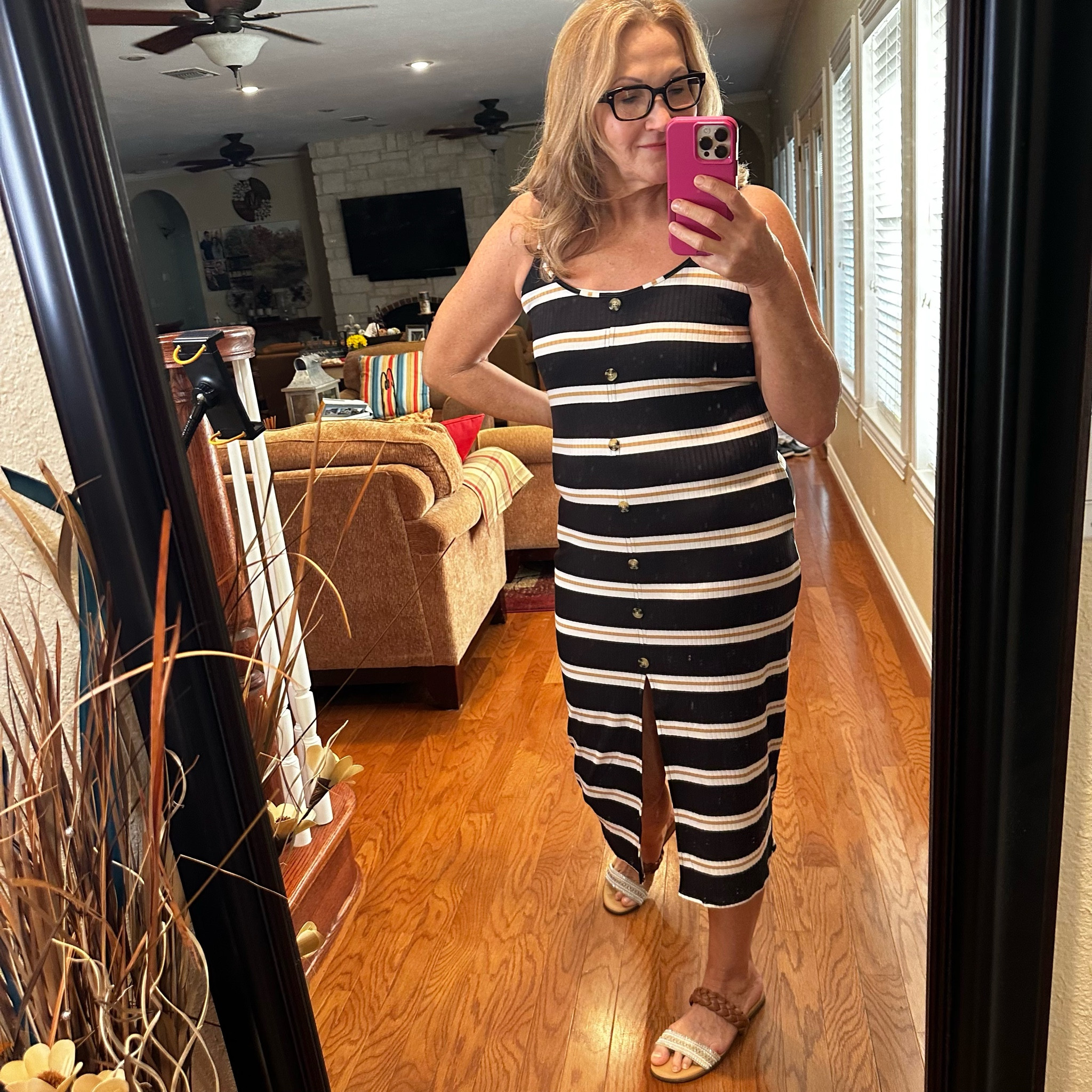 This little spaghetti strap summer dress had to come home with me. She was only $10 (I sized up one size from my normal)and the sandals were $8. How could I pass up an entire outfit under $20? The sandals have some padding and are very comfy and TTS.  Lots of sizes to choose from. Snag  them both before they are gone!!!

#LTKSeasonal #LTKSummerSales #LTKSaleAlert