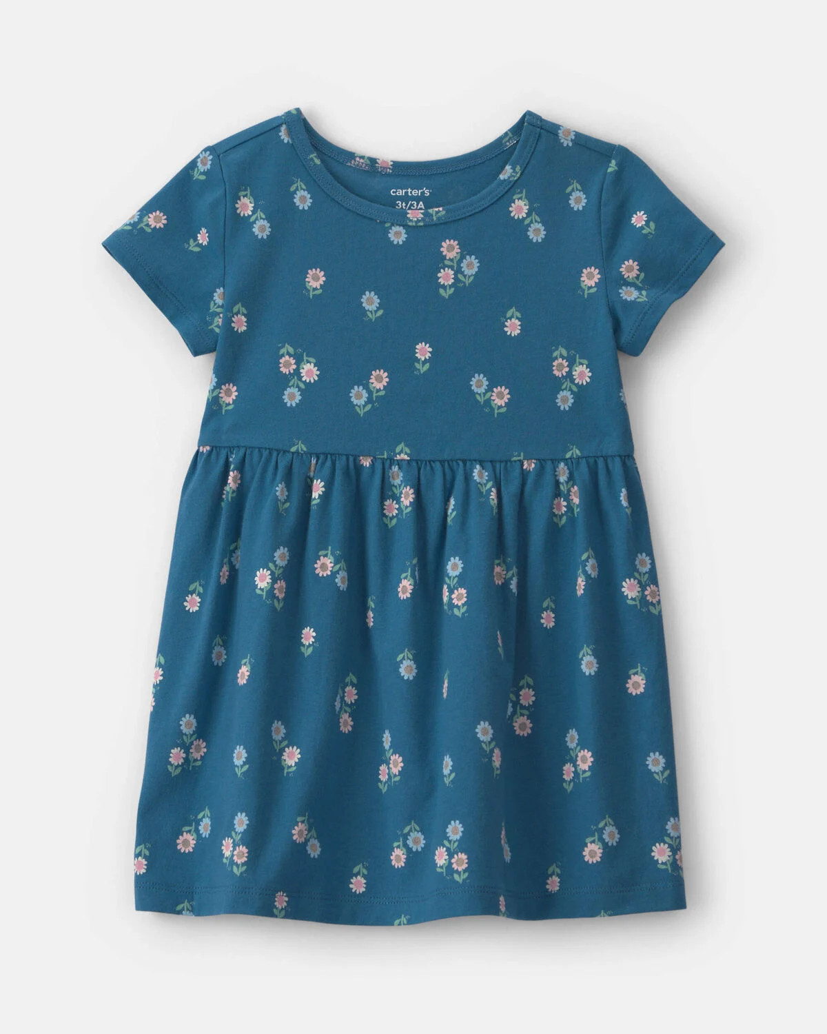 Toddler Girl Floral Short-Sleeve Dress - Navy Blue | Carter's | Carter's Inc