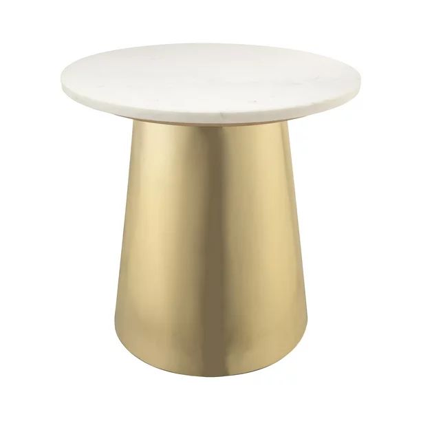 Bleeker Round White Marble Top  Side Table by TOV Furniture | Walmart (US)