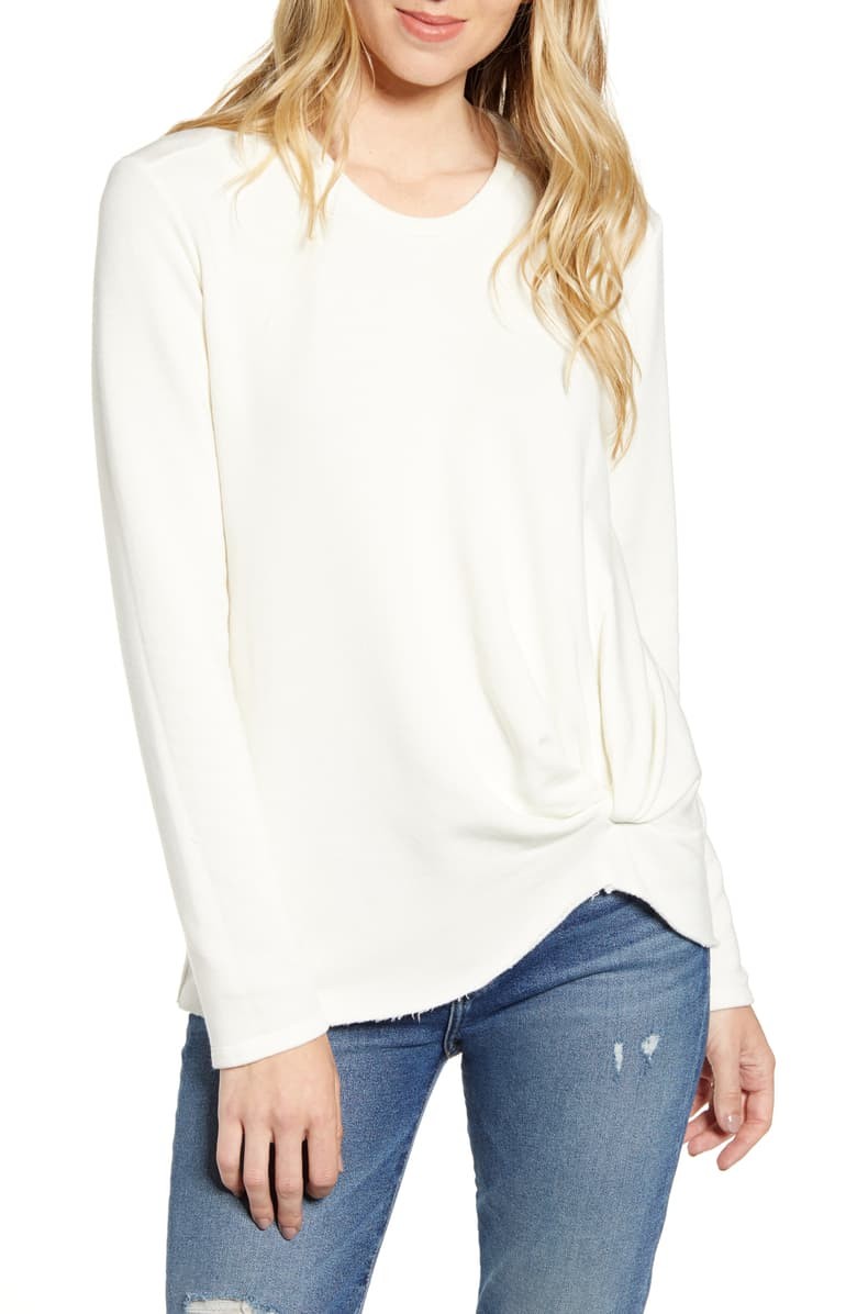 Twist Front Fleece Sweatshirt | Nordstrom