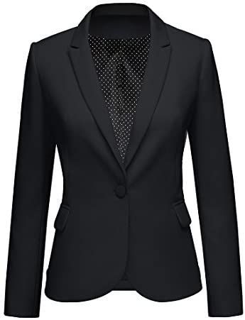 LookbookStore Womens Notched Lapel Pockets Button Work Office Blazer Jacket Suit | Amazon (US)