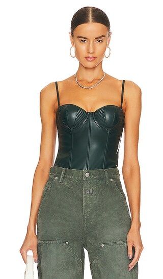 Vegan Leather Bustier in Evergreen | Revolve Clothing (Global)