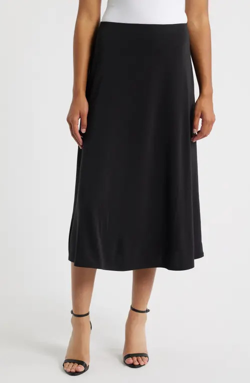 NIC+ZOE Crepe Midi Slip Skirt in Black Onyx at Nordstrom, Size Small | Nordstrom