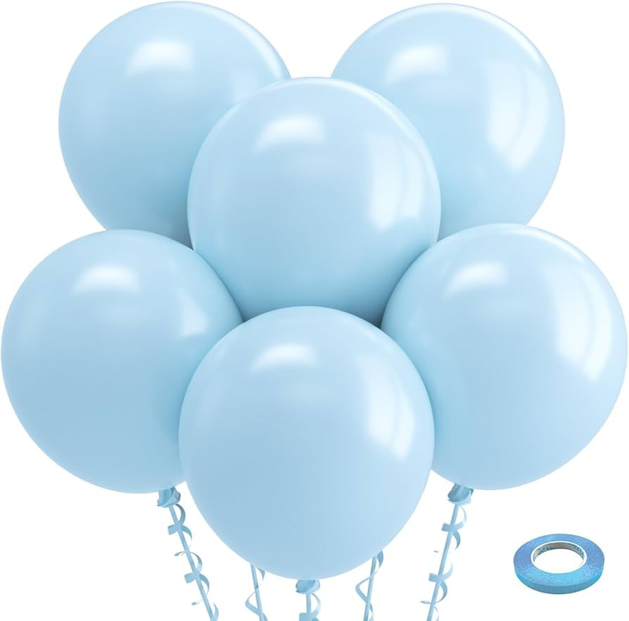 Bezente Pastel Blue Latex Party Balloons - 30 Pack 18 inch Round Helium Light Blue Bridal Blue Ba... | Amazon (US)