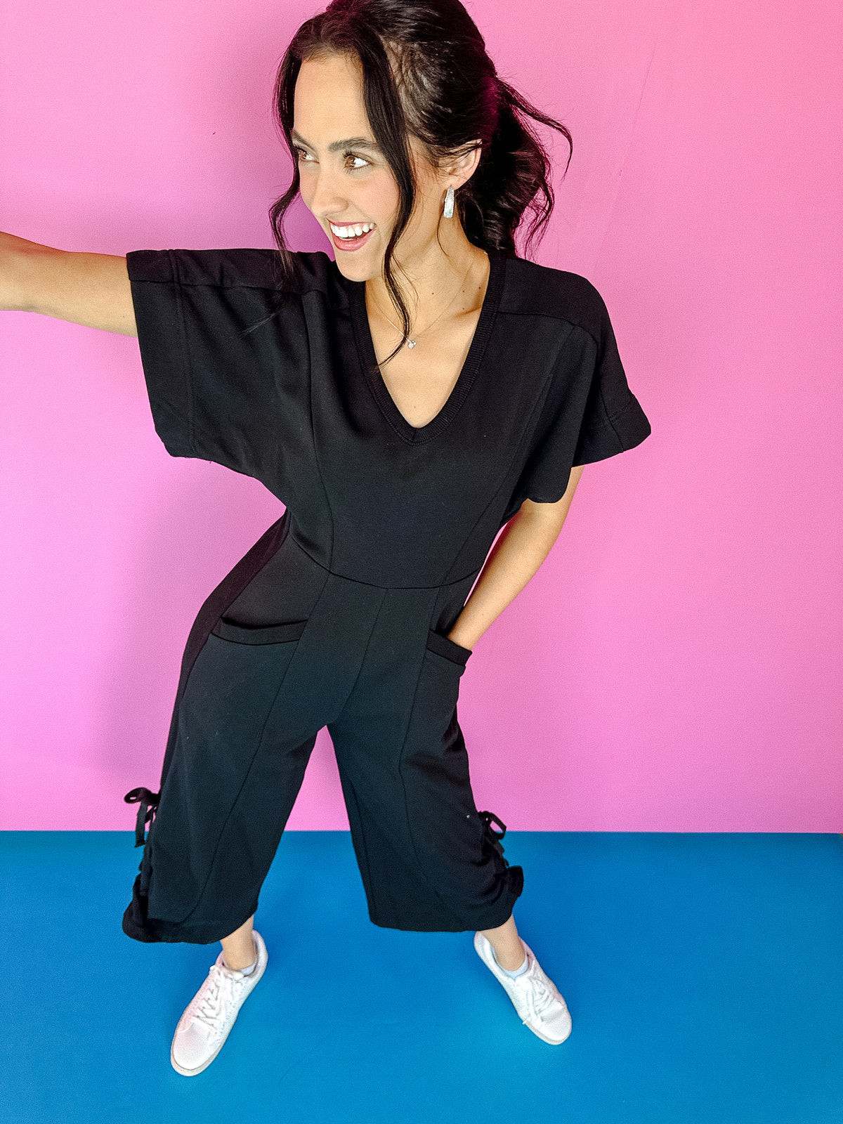 Caitlyn V-Neck Jumpsuit - Black | MyEllement Boutique