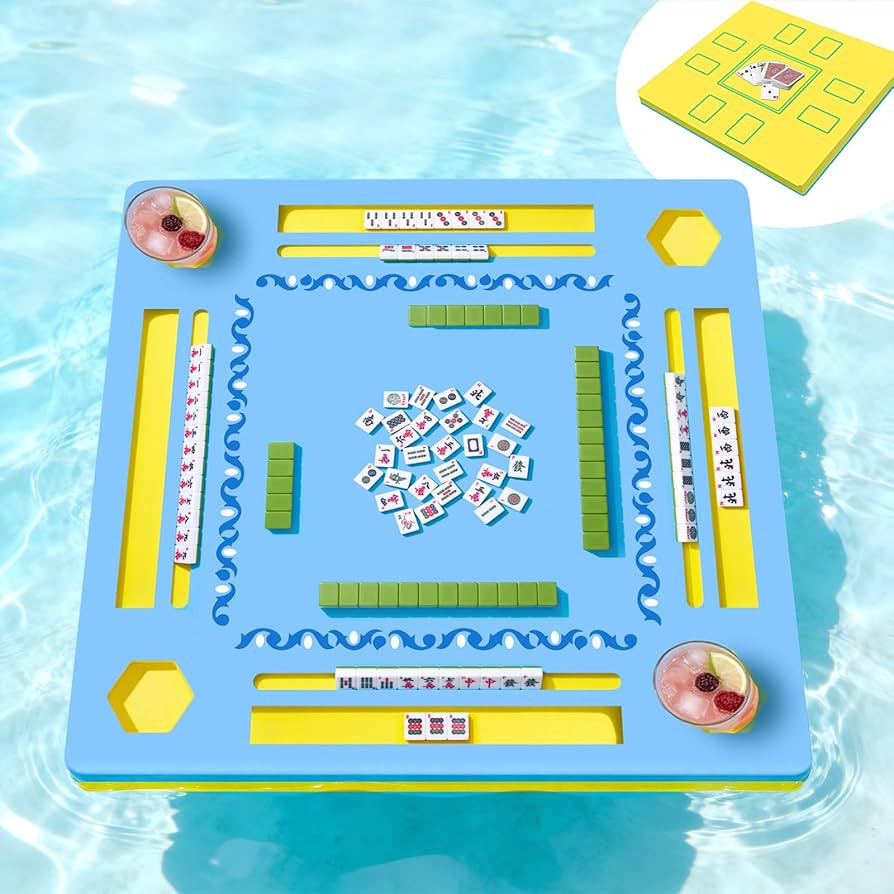 Floating Mahjong Table for Pool, 2-IN-1 Waterproof Floating Game Table for Mahjong Card Games Dom... | Amazon (US)