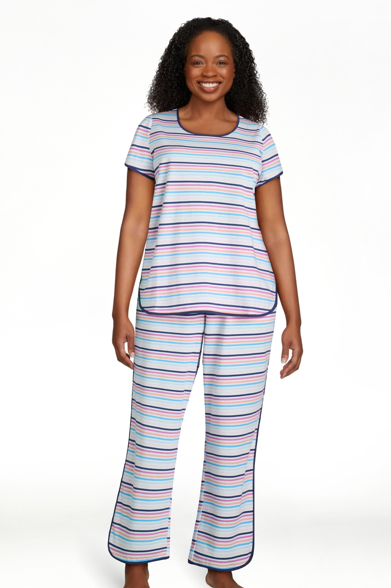 Joyspun Women's and Women’s Plus Lightweight Sleep Tee and Pants Set, 2-Piece, Sizes XS to 3X | Walmart (US)