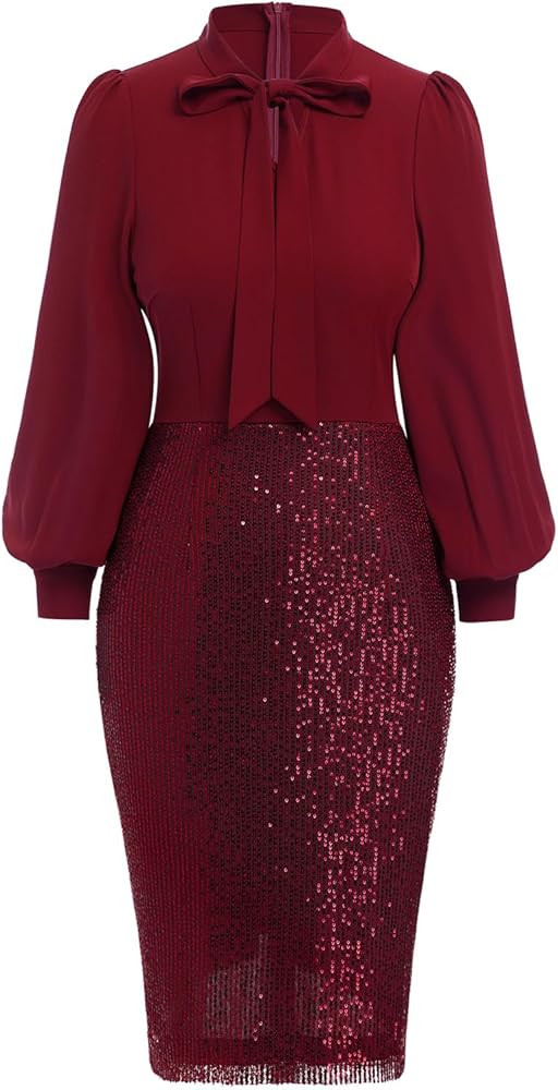 Womens 3/4 Sleeve V Neck Sequin Sparkle Glitzy Glam Flapper Party Dress Cocktail Glitter Bodycon ... | Amazon (US)