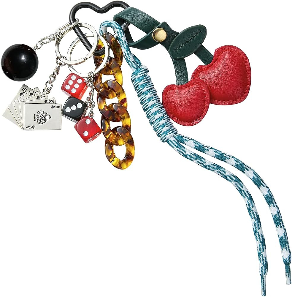 Designer Rope Bag Charm Cherry Purse Charms for Handbags 8 Ball Keychain for Backpacks Wallets Ca... | Amazon (US)