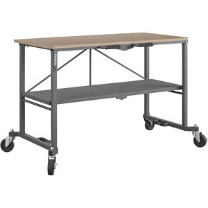 COSCO SmartFold Portable Workbench Folding Utility Table with Casters in Gray | Homesquare