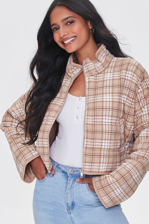 Plaid French Terry Quilted Jacket | Forever 21 | Forever 21 (US)