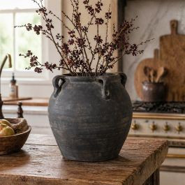 Distressed Black Ceramic Vase | Antique Farm House
