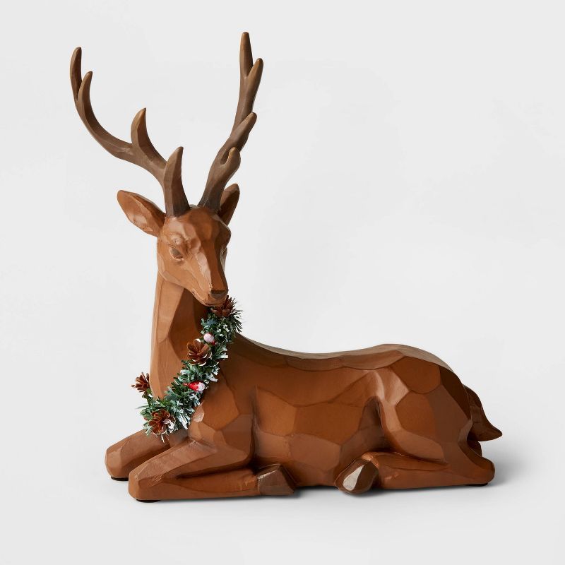 10.25&#34; Sitting Deer Decorative Figurine Brown - Wondershop&#8482; | Target