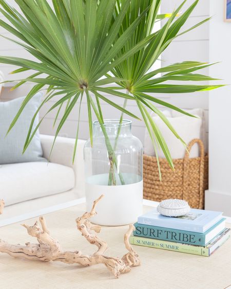 A mini tour of our new Florida home includes items in our living room like our white and raffia covered coffee table, coastal coffee table books, driftwood style decor, a ceramic urchin cat hall, fan palm leaves, a linen sofa, linen throw pillows, woven basket and so much more! See the full tour here: https://lifeonvirginiastreet.com/a-peek-at-our-new-florida-home/. . coffee table style, coastal accessories

#ltkhome #ltkseasonal #ltksalealert #ltkfindsunder50 #ltkfindsunder100 #ltkstyletip #ltkover40 #ltkfamily #LTKSeasonal #LTKhome #LTKfindsunder50

#LTKsalealert #LTKhome #LTKfindsunder50