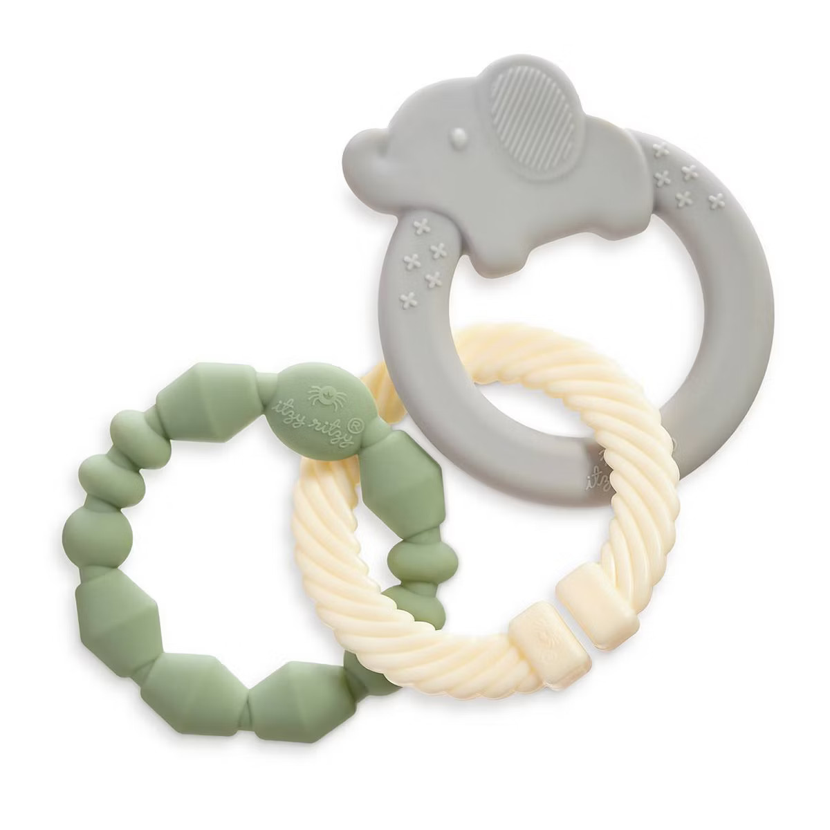 Itzy Ritzy Itzy Loops Teether - Gray/White/Sage - 3pc | Target