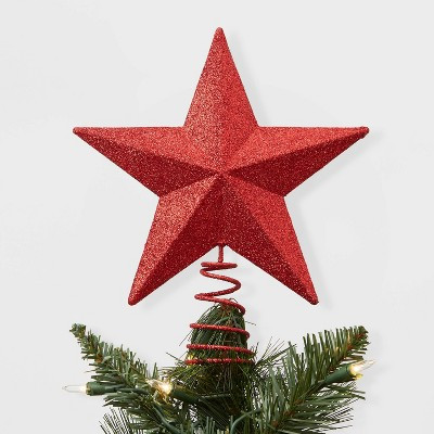Unlit Metal Glitter Star Christmas Tree Topper Red - Wondershop™ | Target