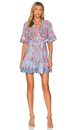 Short Dress with Tie Up Belt in Stone Blue | Revolve Clothing (Global)