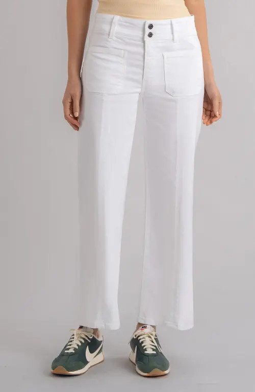 KUT from the Kloth Patch Pocket High Waist Ankle Wide Leg Jeans in White at Nordstrom, Size 14 | Nordstrom