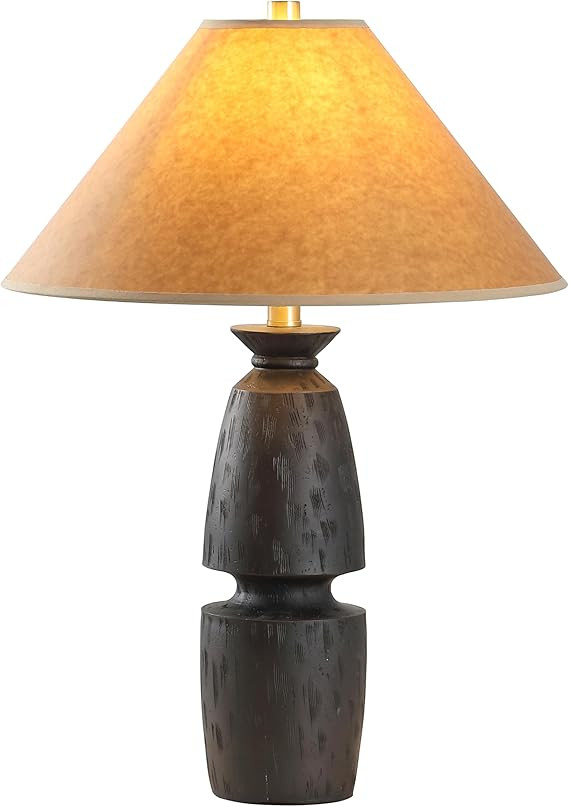 SAFAVIEH Lighting Collection Sola Black & Camel Brown Shade 24-inch Table Lamp for Bedroom, Livin... | Amazon (US)