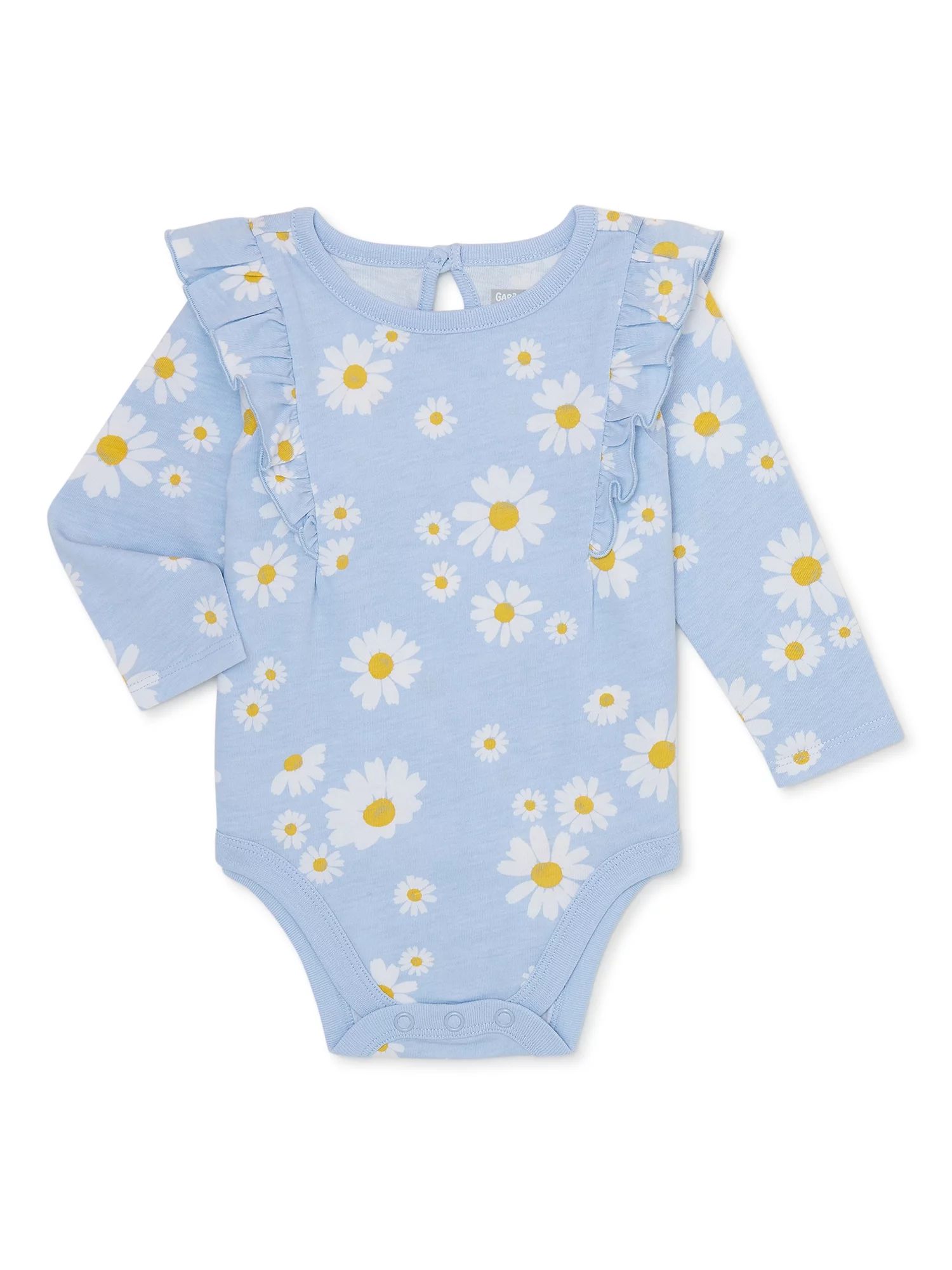 Garanimals Baby Girl Print Bodysuit with Ruffle Long Sleeves, Sizes 0M-24M - Walmart.com | Walmart (US)