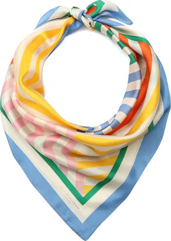 Herringbone Mixed Strip Square Silk Scarf | Nordstrom