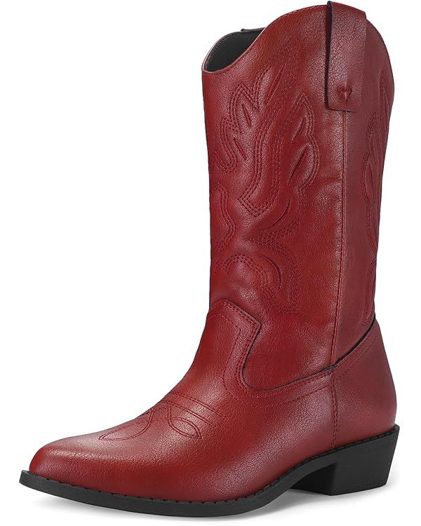 mysoft Women's Western Cowboy Boots Embroidered Mid-Calf Pointed Toe Cowgirl Boot, Accommodate Bo... | Amazon (US)