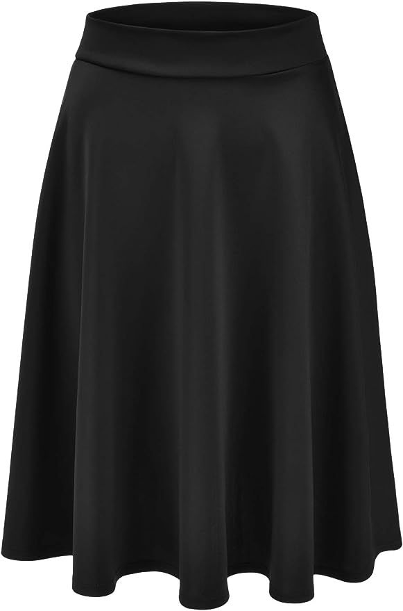 EIMIN Women's Basic Versatile Stretchy Flared Casual Midi Skater Skirt (S-3XL) | Amazon (US)