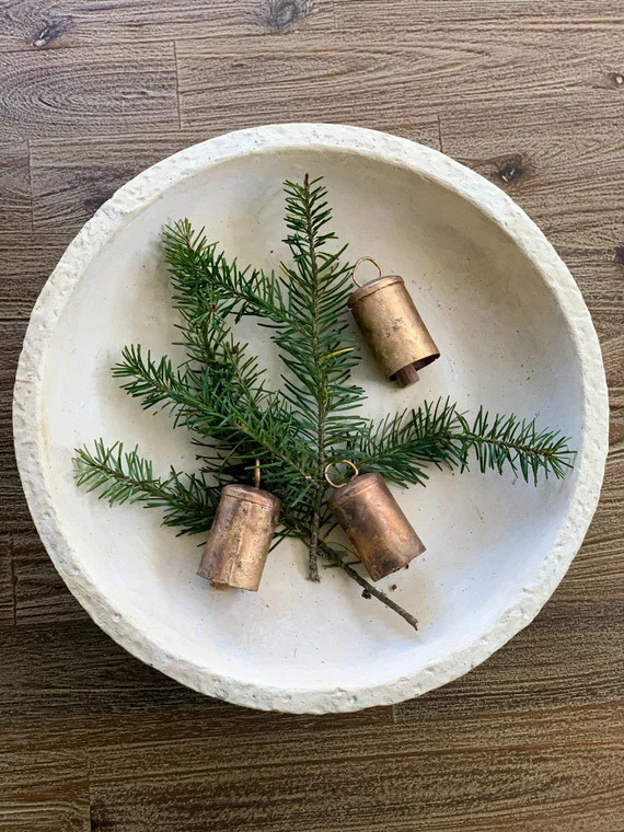 WREATH Bells - Group of Three 2 1/2" Rough Hewn Rustic Gold Bells with Wooden Clapper - Perfect for  | Etsy (US)