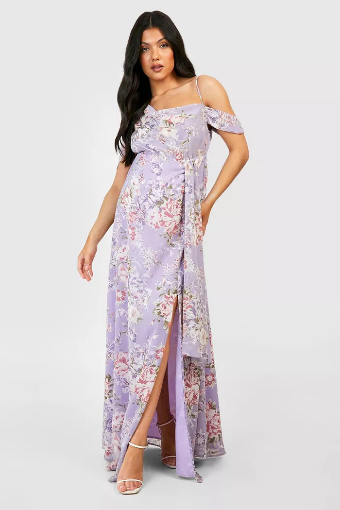 Maternity Occasion Drape Shoulder Maxi Dress | boohoo (US & Canada)