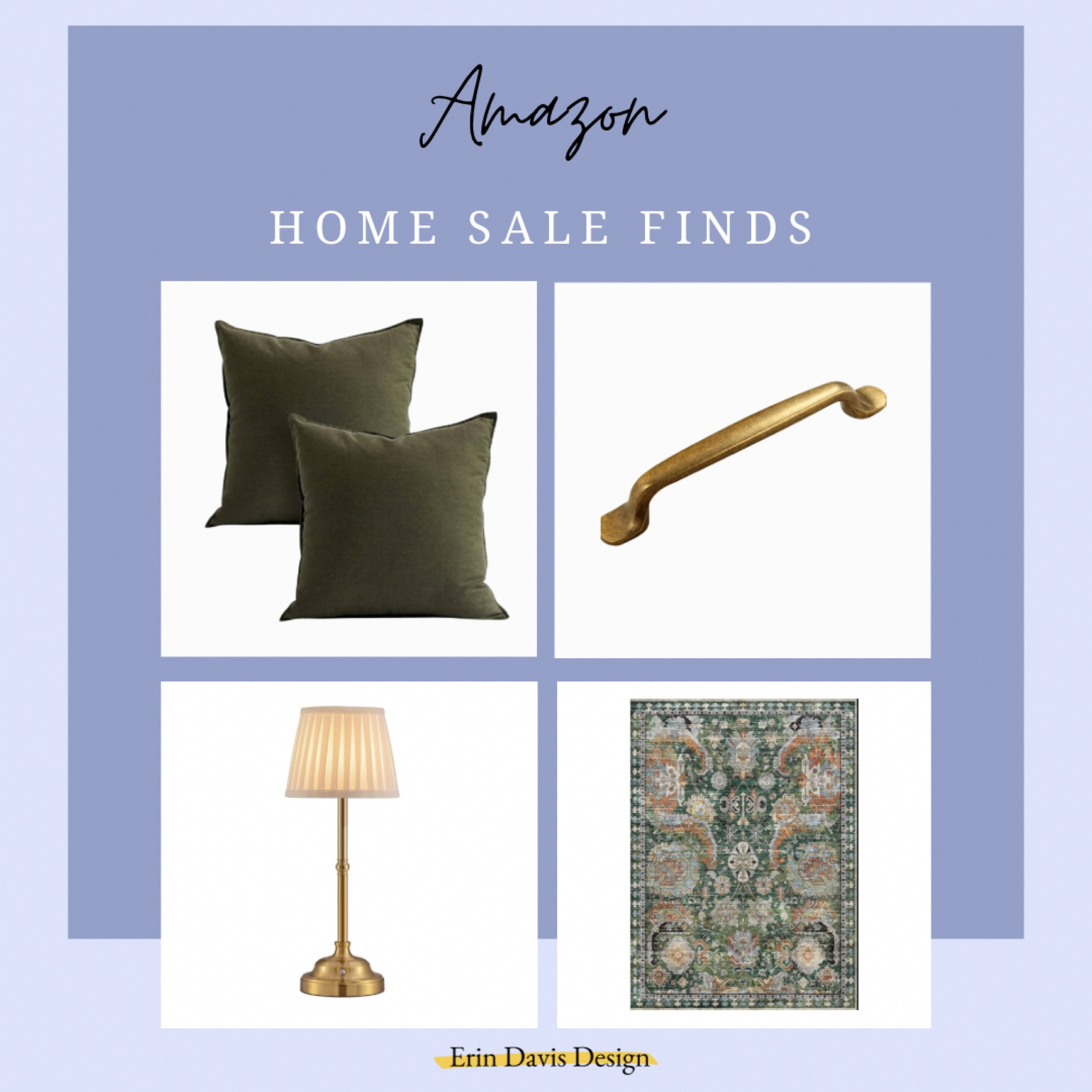 Amazon Labor Day sale finds - pillow covers, rechargeable lamp, brass cabinet pulls, green washable area rug 

#LTKFallSale #LTKHome #LTKSaleAlert