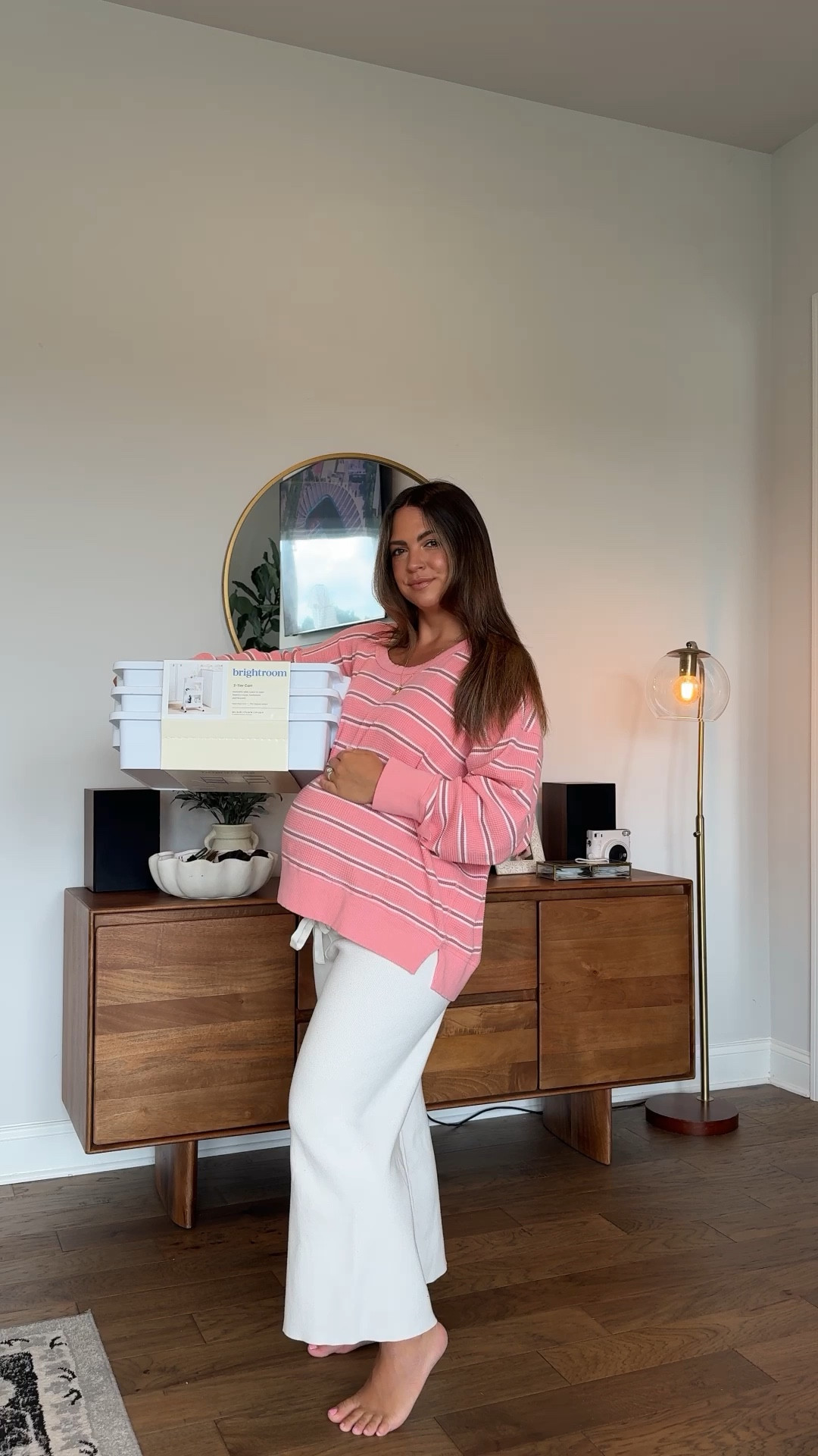 $15 Target cart for the downstairs newborn cart!

Also, wearing a large in the aerie sweatshirt 

#LTKFamily #LTKBump #LTKBaby