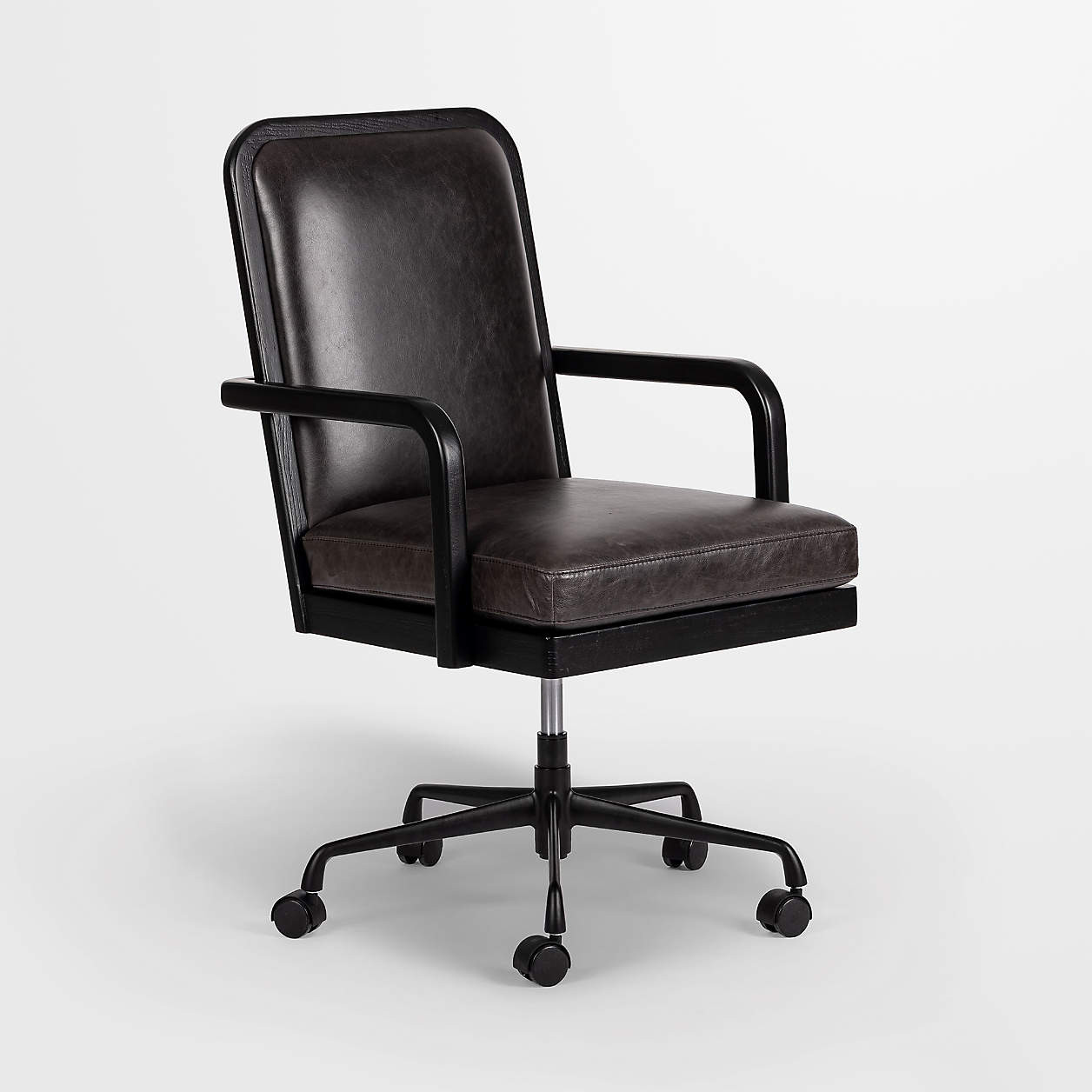 Ogden Brushed Ebony Black Wood Desk Chair + Reviews | Crate & Barrel | Crate & Barrel