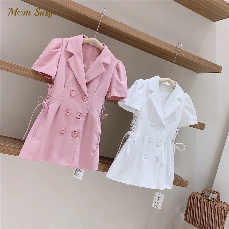 Fashion Family Matching Mom Daughter Suit Jacket Short Sleeve Waist Belt Jacket Spring Summer Coa... | AliExpress (US)