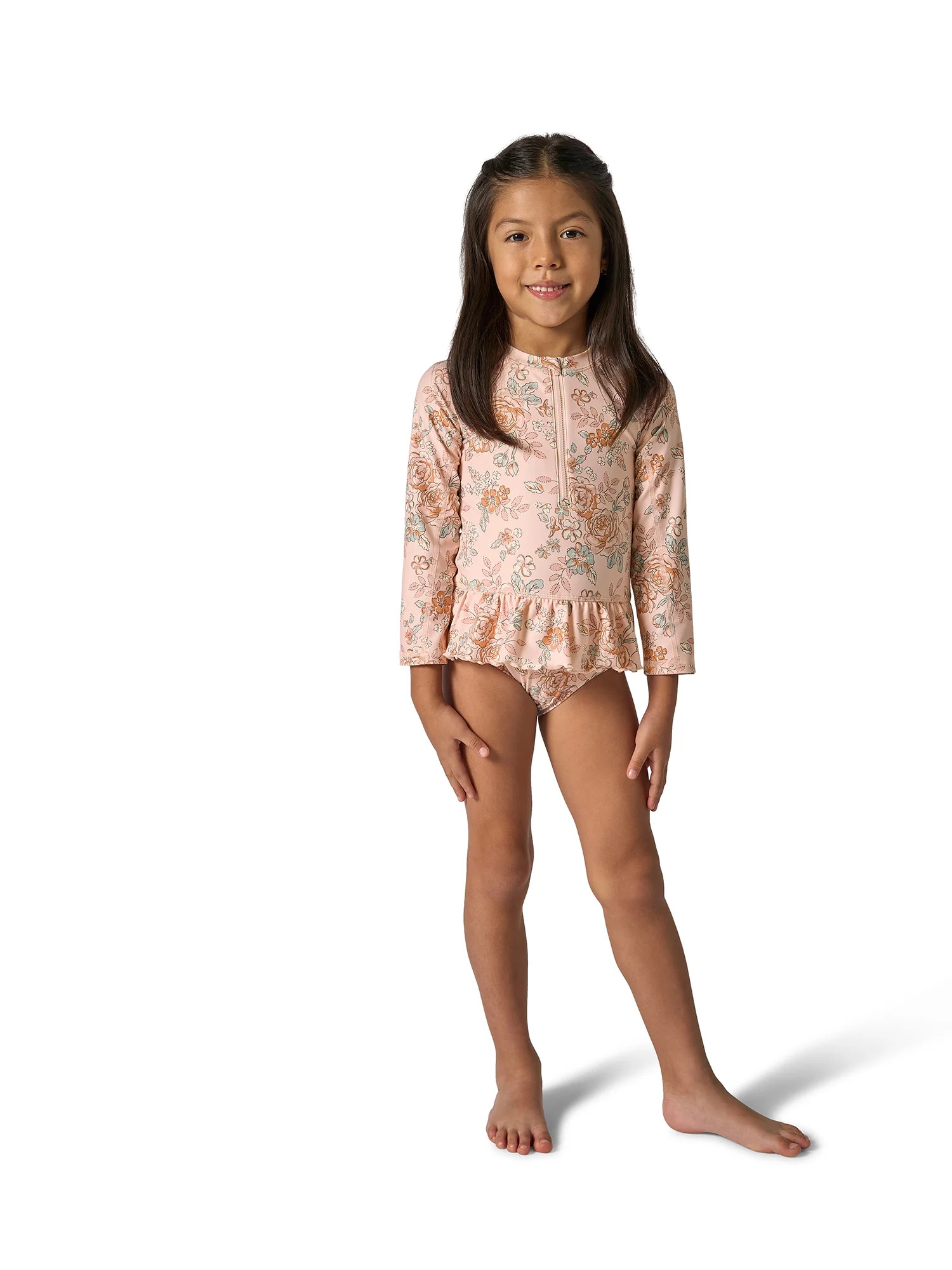 Modern Moments by Gerber Baby and Toddler Girl Peplum Ruffle Rash Guard, Sizes 0/3M - 5T | Walmart (US)