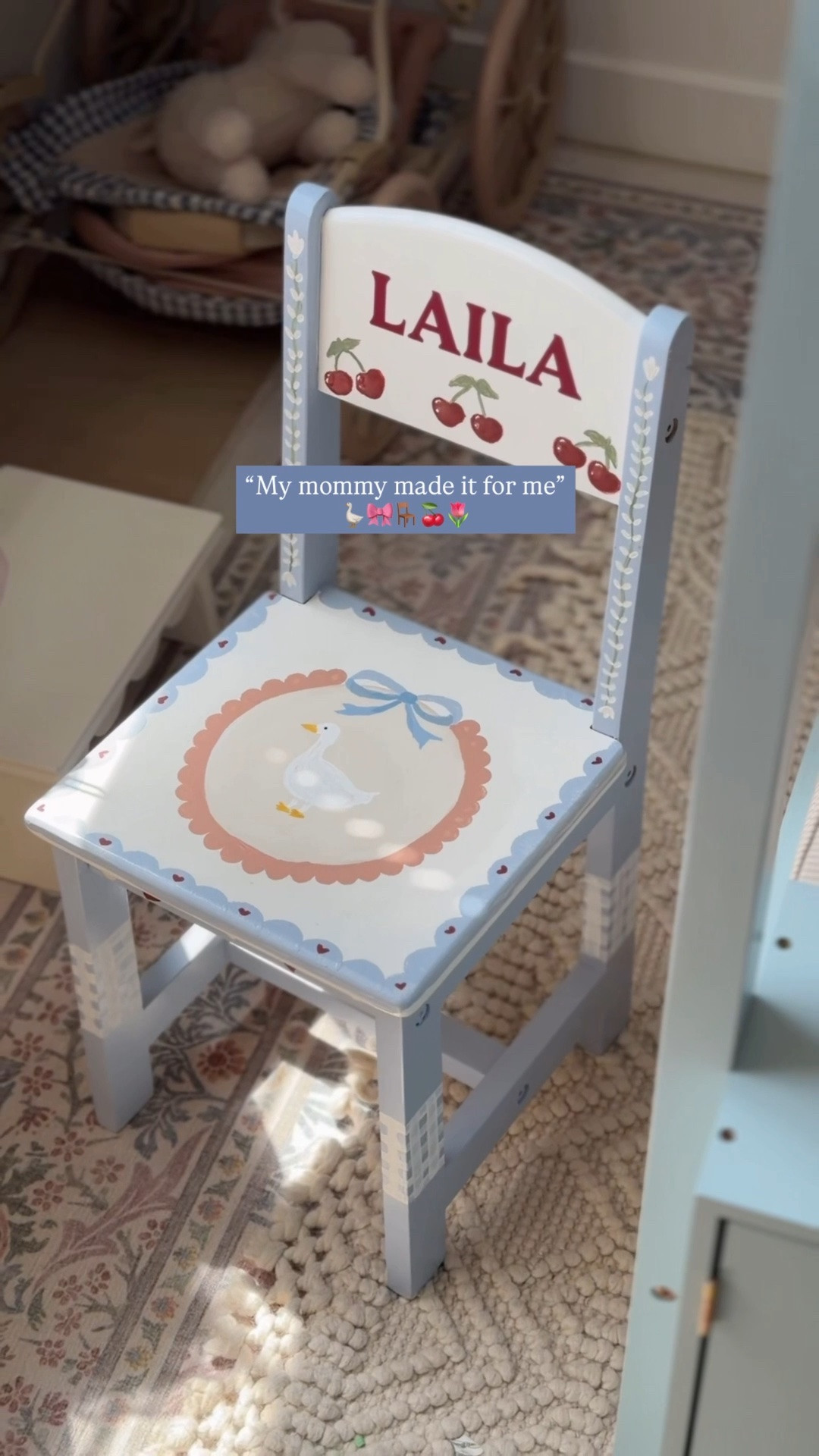 Make sure you sand the chair first so that your paint sticks best! You can also add a sealant to really make it last 🍒￼

I used leftover interior paint as well as some acrylic paint for mine!

This is your sign to make something your kids will keep forever 🥹🎨

I painted this little chair for my daughter and couldn’t stop thinking about how one day she can pass it down to her own daughter 🥺

The kind of piece that makes childhood feel a little softer, a little slower, a little more magical ✨

#craftymom

#LTKKids #LTKBaby #LTKBump