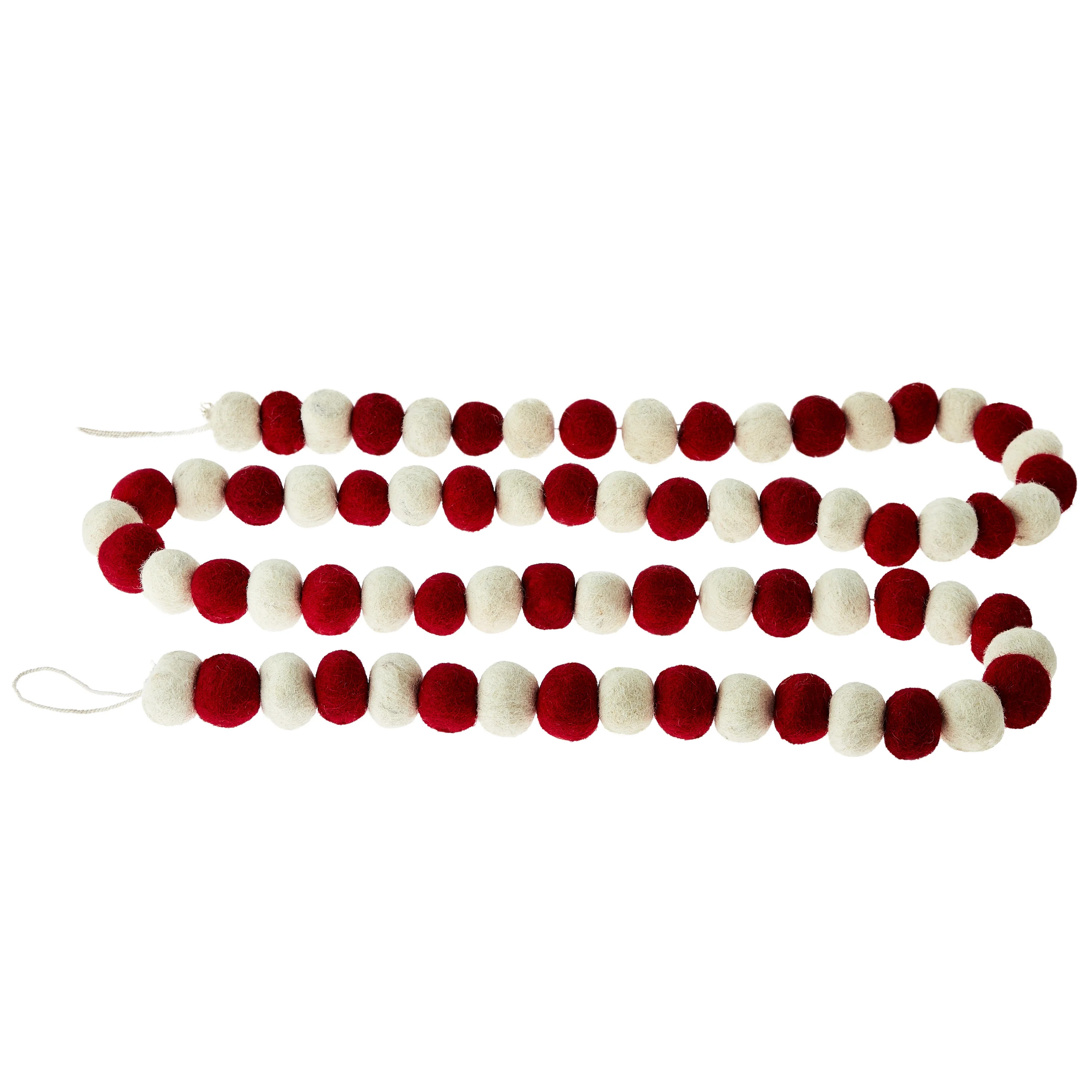 Red and Ivory Pom-Pom Christmas Garland, 6 ft, by Holiday Time | Walmart (US)