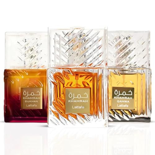 Lattafa Khamrah, Khamrah Qahwa & Khamrah Dukhan Eau De Parfum Sprays 100ML (3.4 OZ) – Unisex Long Lasting Fragrance – 3 Pack Gift Set – Premium Middle Eastern Perfume | Amazon (US)