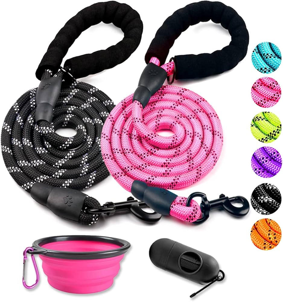 COOYOO 2 Pack Dog Leash 5 FT Heavy Duty Radiant Colors,Reflective Rope - Padded Handle - Reflecti... | Amazon (CA)