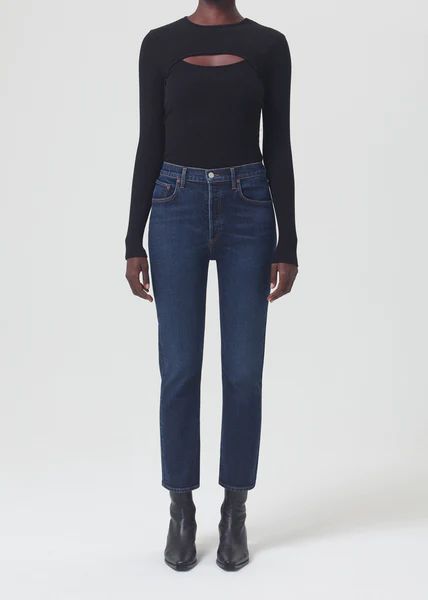 Riley High Rise Straight Crop (Stretch) in Divided | AGOLDE