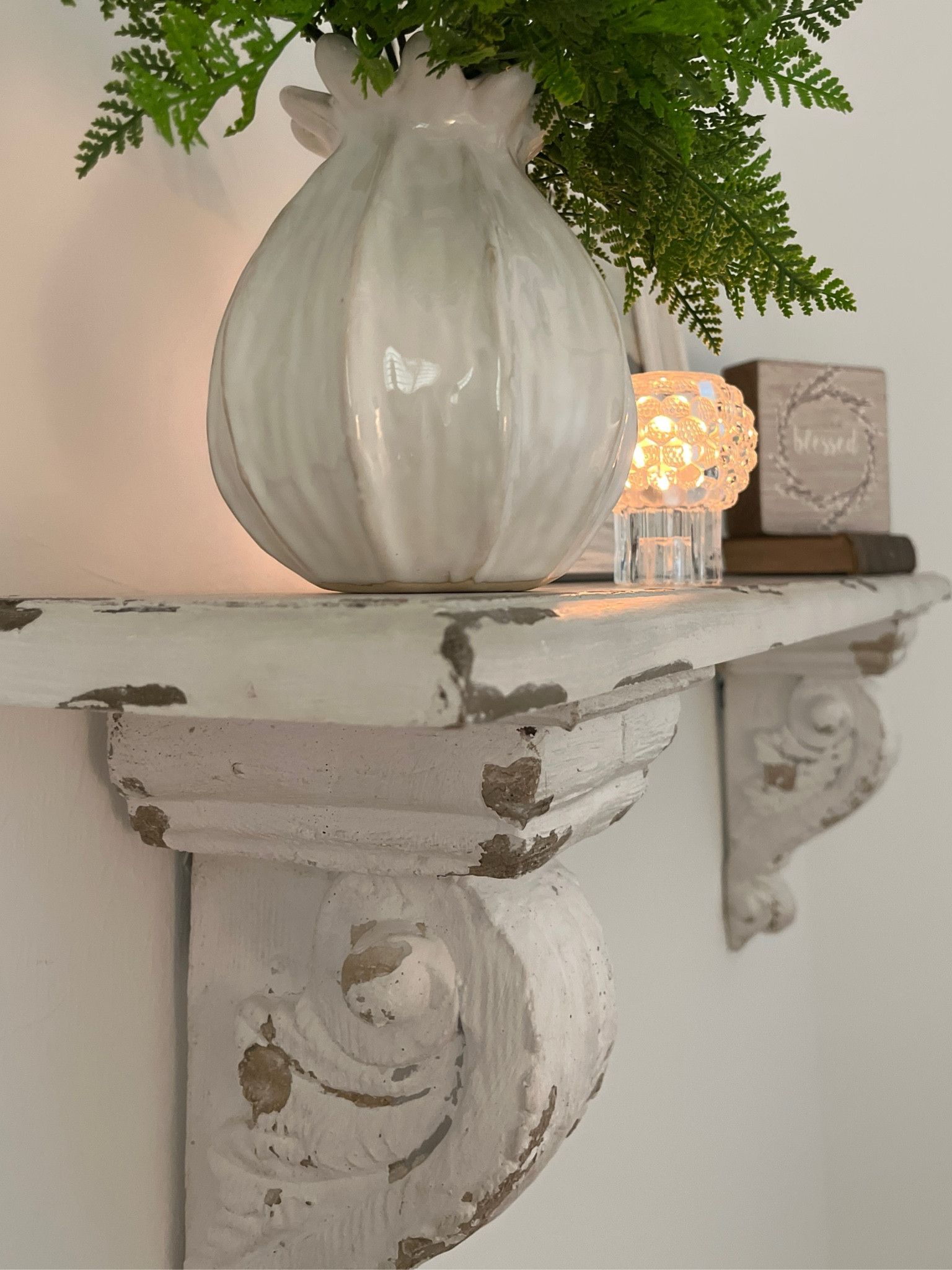 Added this chippy architectural shelf to our guest bedroom.  

#LTKHome