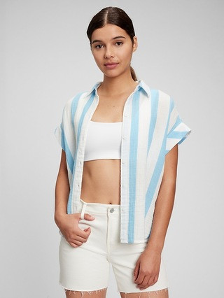 Crinkle Gauze Button-Front Shirt | Gap (US)