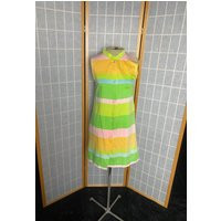 Vintage 1960's Bright Pastel Plaid Pearl Snap Shift Dress, Size Small | Etsy (US)