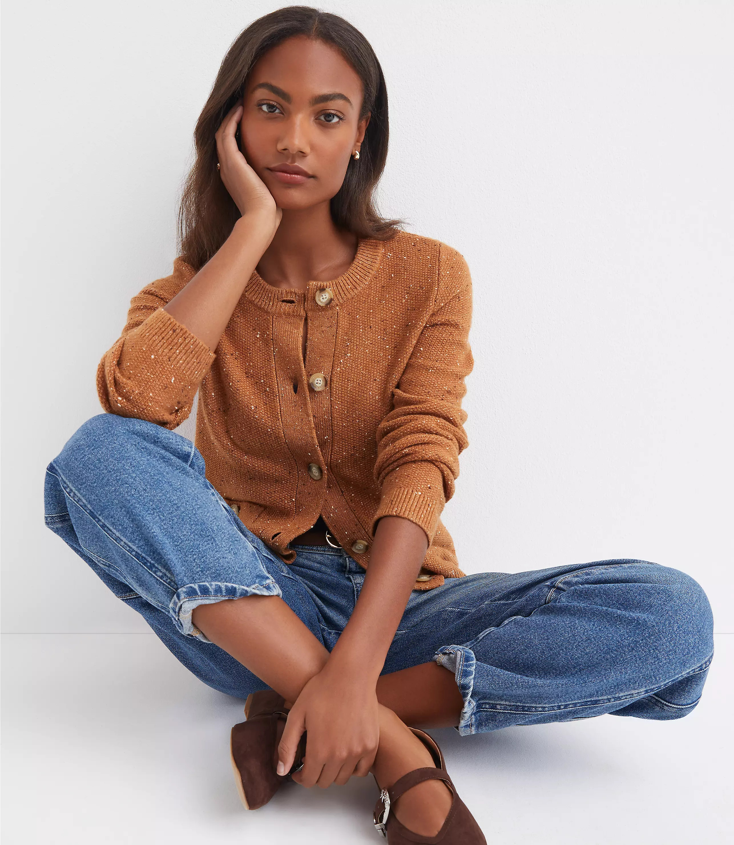 Flecked Sweater Jacket | LOFT