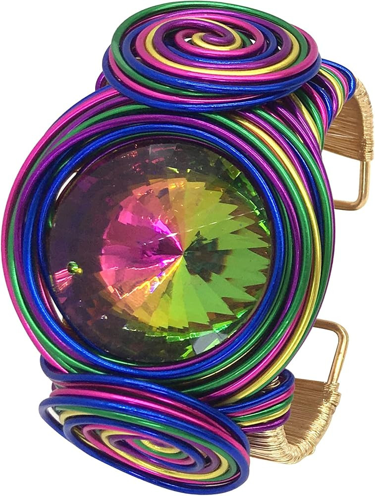 Chunky African Bracelets For Women Colorful Gold Wire Wide Sparkly Rhinestone Bangle Tribal Fashi... | Amazon (US)