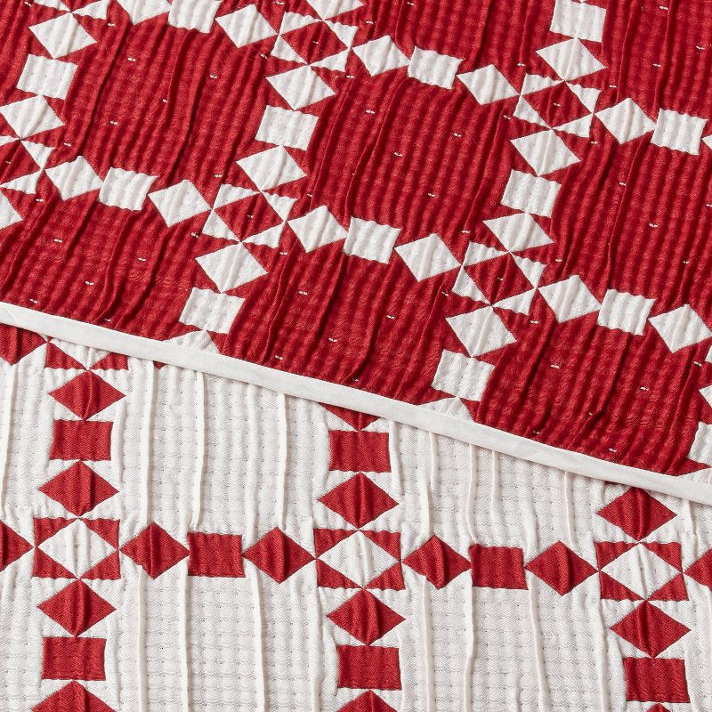 3pc Holiday Matelasse Quilt and Sham Set Red/White Plaid - Threshold™ | Target
