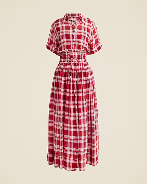 Elena shirtdress in plaid viscose chiffon | J. Crew US