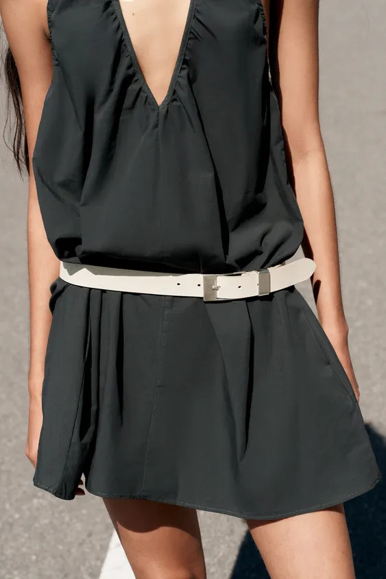 PLAIN 100% LEATHER BELT WITH SQUARE BUCKLE | Zara UK