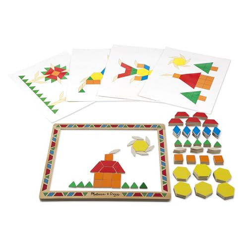 Melissa & Doug Deluxe Wooden Magnetic Pattern Blocks Set - Educational Toy with 120 Magnets and Carrying Case, Multi/None, 1 EA, English Only. | Amazon (US)